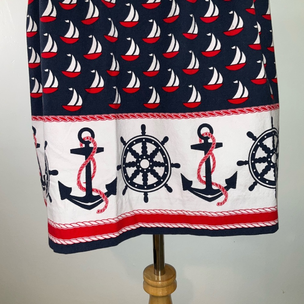 Anthropologie Red and Blue Nautical Print Halter Sundress - Picture 7 of 11